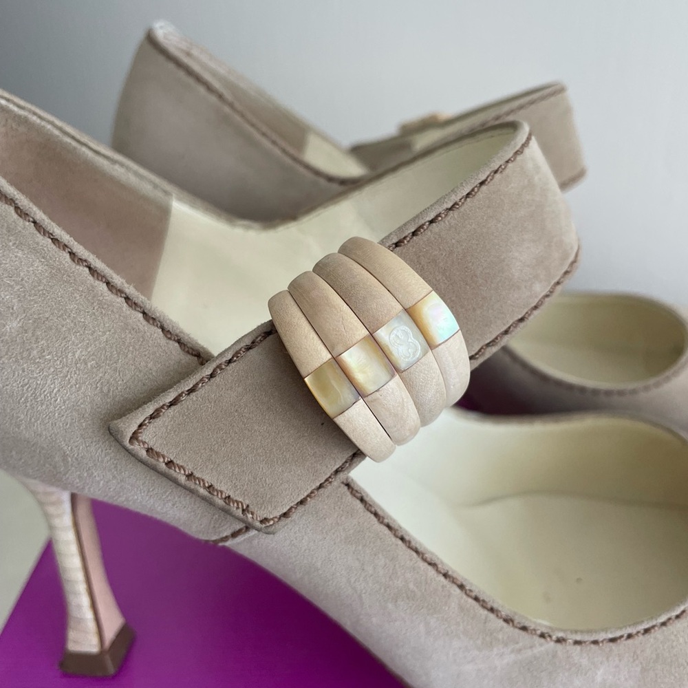 Escada Suede 3” Heel Suede Mary Janes - Picture 4 of 9